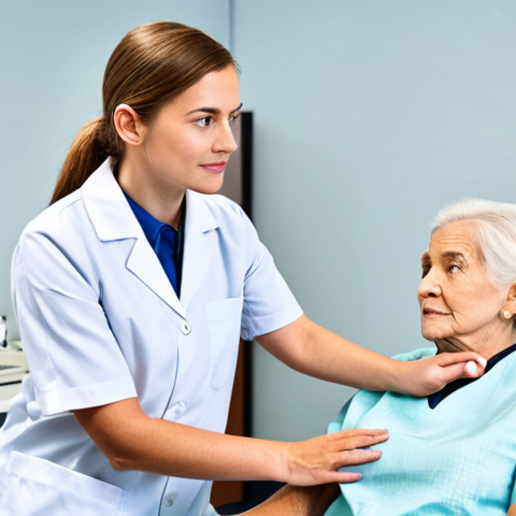 작업치료사의 환자 권리 보호 사례 - A compassionate occupational therapist, fully clothed in professional attire, attentively listening ...