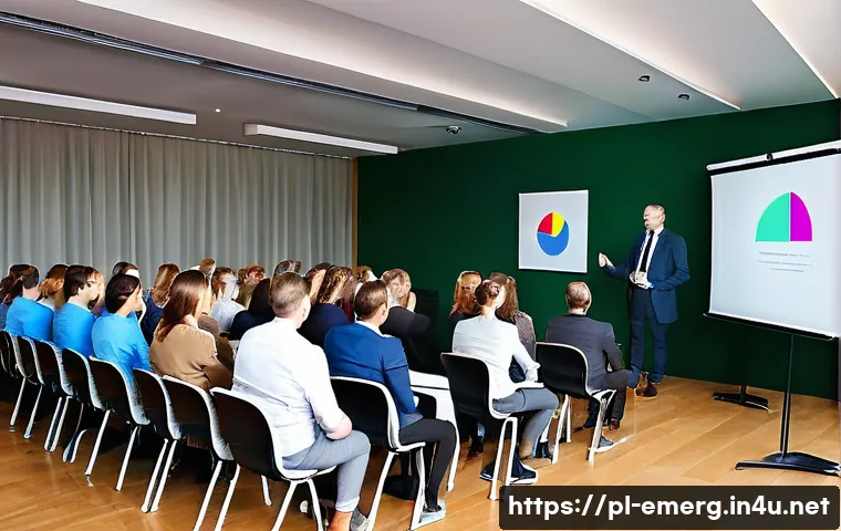 작업치료사의 연구 발표 성공 사례 - A professional conference scene in Poland featuring a diverse group of occupational therapists, doct...