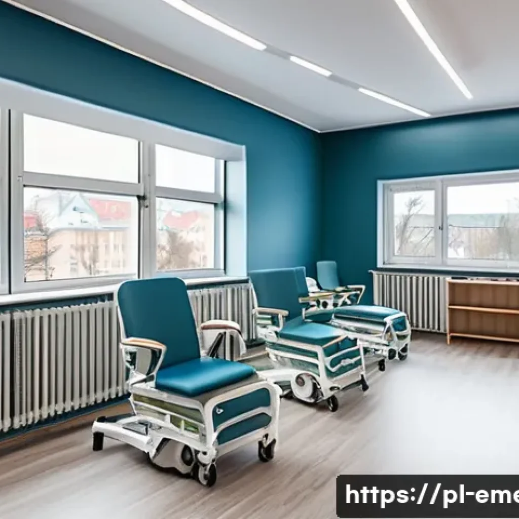 작업치료사의 클리닉 개업 준비 과정 - A modern occupational therapy clinic interior in Poland, featuring ergonomic furniture such as adjus...