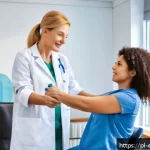 Home 22 작업치료사의 자격증 시험 후 경험 - A professional occupational therapist in a modern rehabilitation center, wearing smart casual clothi...