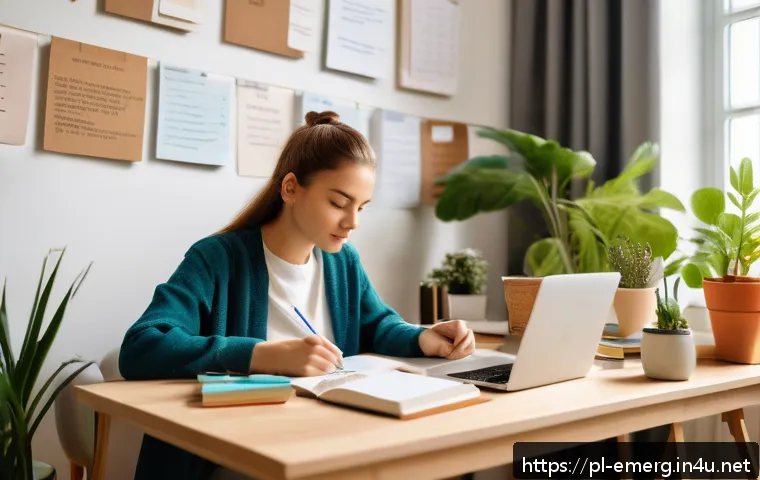 작업치료사의 자격증 시험 준비 성공 사례 - A focused young adult student studying occupational therapy exam materials at a tidy desk in a cozy,...